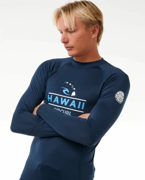 Hawaii Upf50  Performance Long Sleeve Rash Guard Rash Guards Rip Curl Mens