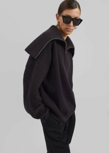 Hazel Oversized Wool Jumper - Dark Plum Knitwear Purple Women The Frankie Shop