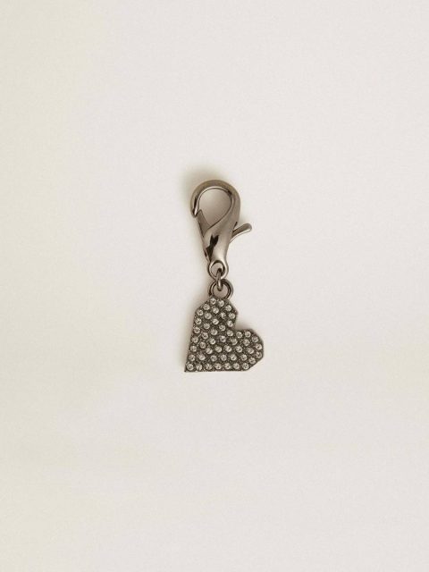 Heart-Shaped Charm In Silver-Colored Brass With Crystals Golden Goose Women Silver Bag Accessories