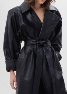 Henna Oversized Faux Leather Trench - Black The Frankie Shop Outerwear Women Black - Image 3