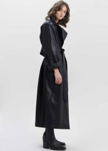Henna Oversized Faux Leather Trench - Black The Frankie Shop Outerwear Women Black - Image 5