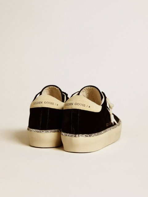 Hi Star In Black Velvet With White Leather Star And Suede Heel Tab Women Golden Goose Hi Star - Image 4