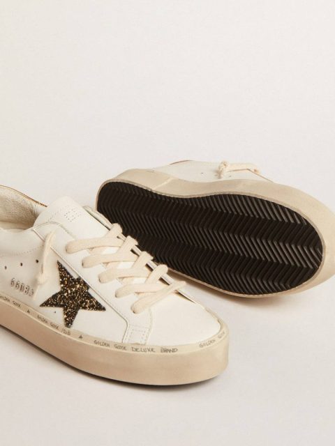 Hi Star Ltd With Black And Gold Glitter Star And Gold Heel Tab White Hi Star Golden Goose Women - Image 3