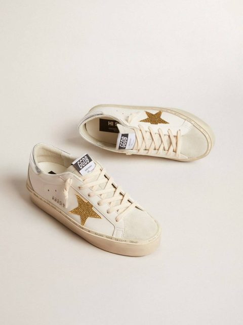 Hi Star With Swarovski Crystal Star And Silver Leather Heel Tab Hi Star Golden Goose Women White - Image 2