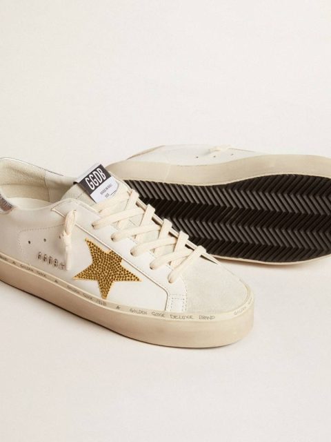 Hi Star With Swarovski Crystal Star And Silver Leather Heel Tab Hi Star Golden Goose Women White - Image 3