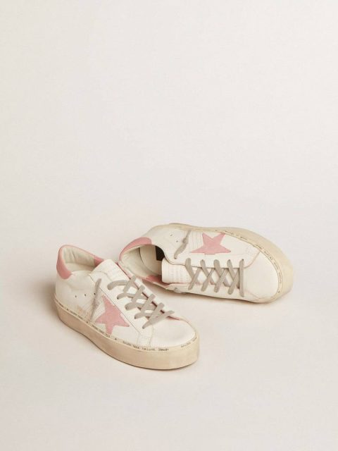 Hi Star Women Golden Goose White Hi Star With Suede Star And Old Rose Leather Heel Tab - Image 2