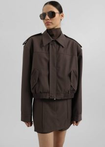 Hyde Cropped Bomber - Brown The Frankie Shop Women Outerwear Brown - Image 3