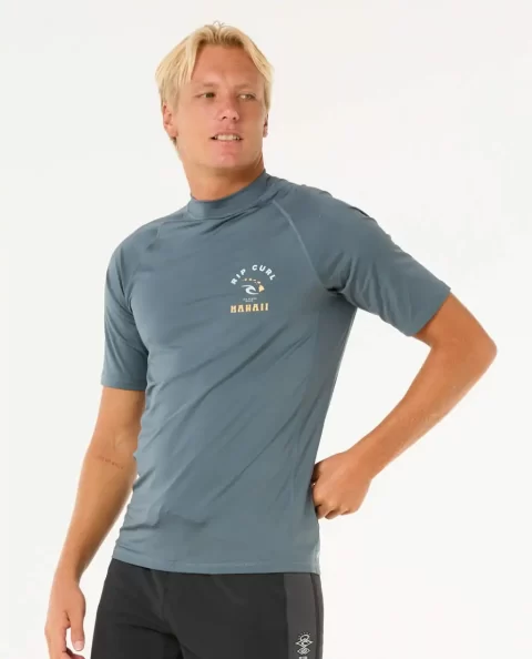 Island Vibe Upf Short Sleeve Rash Guard Rip Curl Mens Rash Guards - Image 2