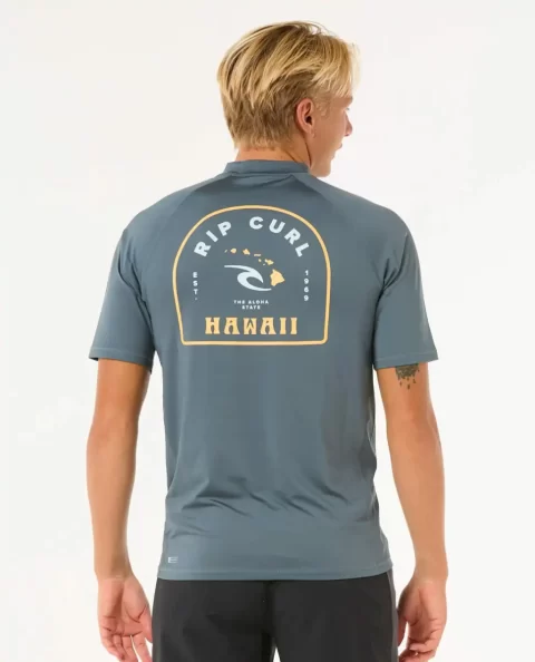 Island Vibe Upf Short Sleeve Rash Guard Rip Curl Mens Rash Guards - Image 3