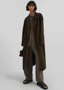 Jalhay Oversized Wool Coat - Khaki Brown Brown The Frankie Shop Women Outerwear - Image 4