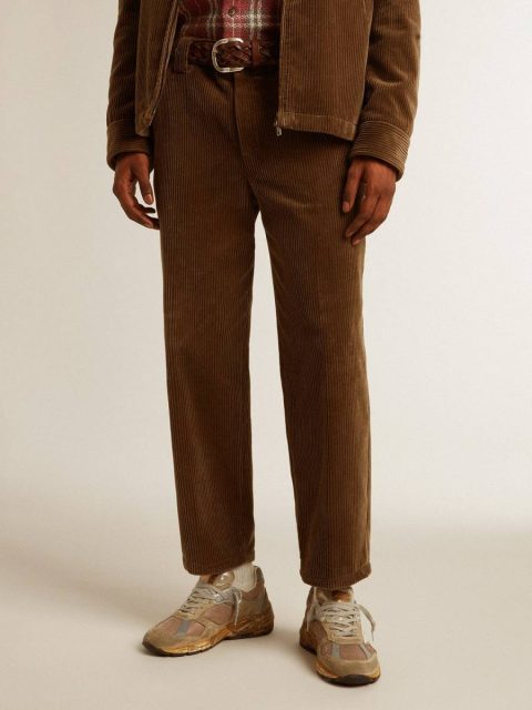 Jeans & Pants Golden Goose Dark Olive Men's Dark Olive Corduroy Pants Men - Image 2