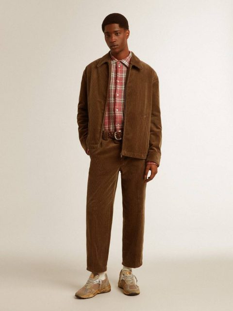 Jeans & Pants Golden Goose Dark Olive Men's Dark Olive Corduroy Pants Men - Image 3
