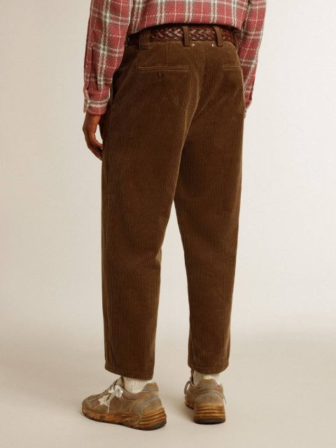 Jeans & Pants Golden Goose Dark Olive Men's Dark Olive Corduroy Pants Men - Image 4