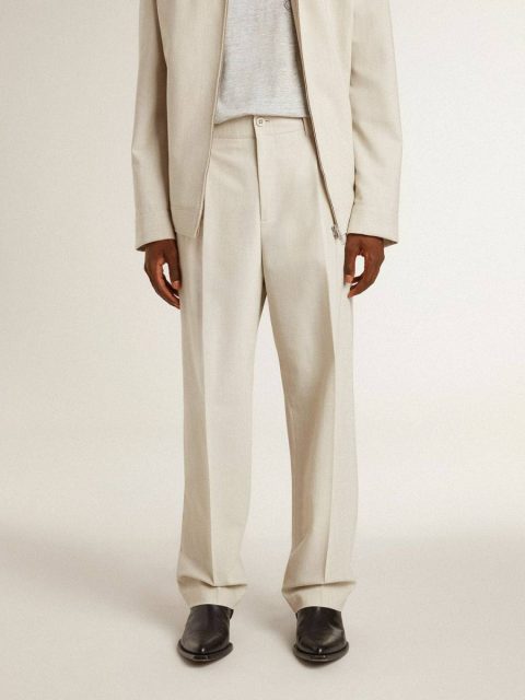 Jeans & Pants Golden Goose Khaki Men Men's Joggers In Khaki Wool Blend - Image 2