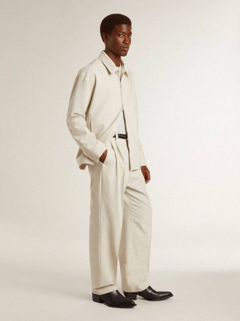 Jeans & Pants Golden Goose Khaki Men Men's Joggers In Khaki Wool Blend - Image 3