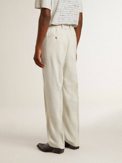 Jeans & Pants Golden Goose Khaki Men Men's Joggers In Khaki Wool Blend - Image 4