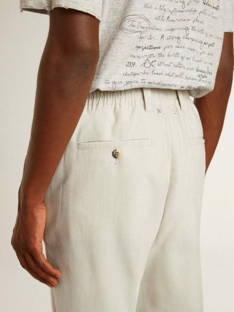 Jeans & Pants Golden Goose Khaki Men Men's Joggers In Khaki Wool Blend - Image 5