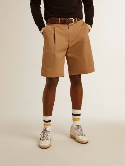 Jeans & Pants Men Golden Goose Beige Men's Bermuda Shorts In Beige Cotton - Image 3