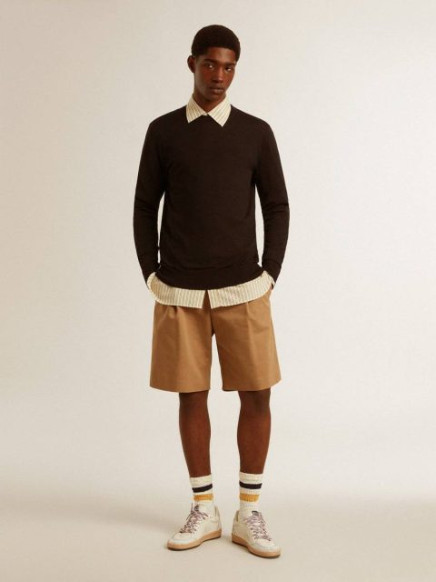 Jeans & Pants Men Golden Goose Beige Men's Bermuda Shorts In Beige Cotton - Image 4