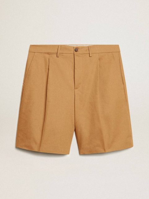 Jeans & Pants Men Golden Goose Beige Men's Bermuda Shorts In Beige Cotton