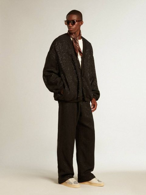 Jeans & Pants Men’s Black Joggers In Linen Blend With Sequins Golden Goose Black Men - Image 3