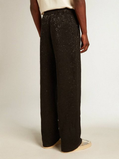 Jeans & Pants Men’s Black Joggers In Linen Blend With Sequins Golden Goose Black Men - Image 4