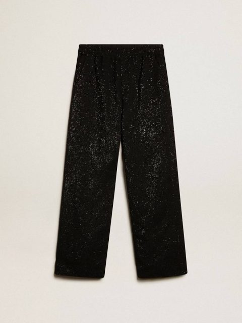 Jeans & Pants Men’s Black Joggers In Linen Blend With Sequins Golden Goose Black Men