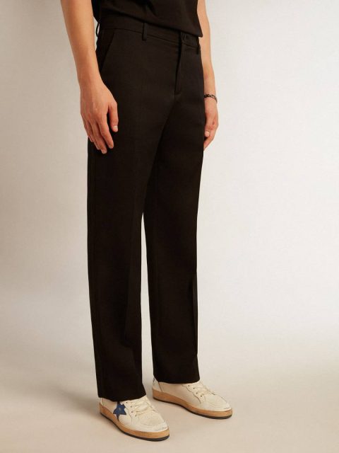 Jeans & Pants Men’s Tuxedo Pants In Black Wool Gabardine Black Men Golden Goose - Image 2