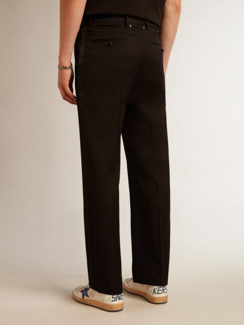 Jeans & Pants Men’s Tuxedo Pants In Black Wool Gabardine Black Men Golden Goose - Image 4