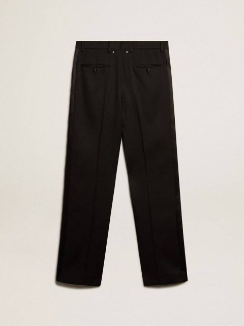 Jeans & Pants Men’s Tuxedo Pants In Black Wool Gabardine Black Men Golden Goose - Image 5