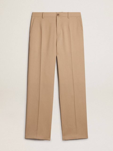 Jeans & Pants Men’s Wool Gabardine Pants In Sand Sand Men Golden Goose