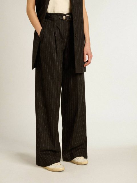 Jeans & Pants Women Women’s Pants In Dark Gray Wool Golden Goose Dark Gray Melange - Image 2