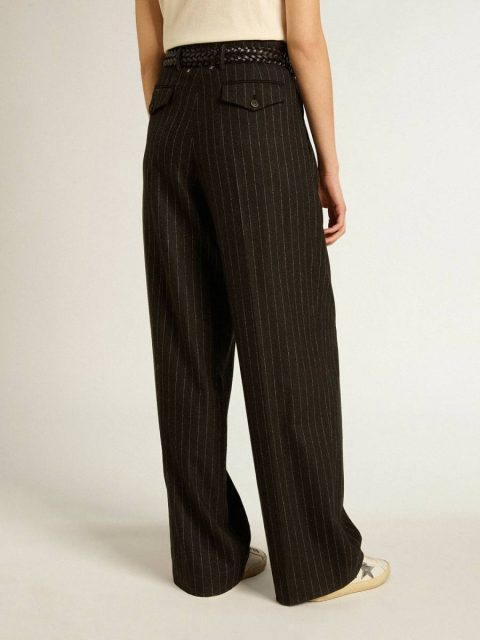 Jeans & Pants Women Women’s Pants In Dark Gray Wool Golden Goose Dark Gray Melange - Image 4