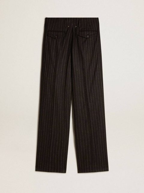 Jeans & Pants Women Women’s Pants In Dark Gray Wool Golden Goose Dark Gray Melange - Image 5