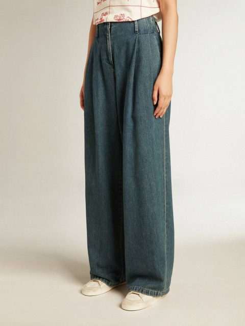 Jeans & Pants Women’s Blue Cotton Pleated Pants Blue Golden Goose Women - Image 2