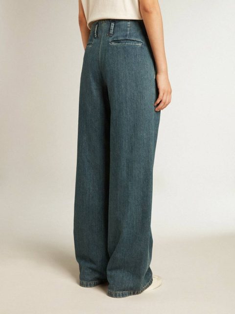 Jeans & Pants Women’s Blue Cotton Pleated Pants Blue Golden Goose Women - Image 4