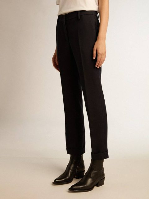 Jeans & Pants Women's Dark Blue Wool Cigarette Pants Women Dark Blue Golden Goose - Image 2