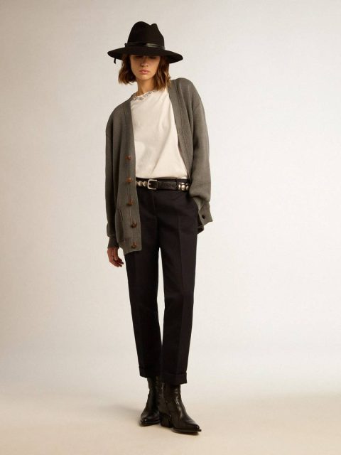 Jeans & Pants Women's Dark Blue Wool Cigarette Pants Women Dark Blue Golden Goose - Image 3