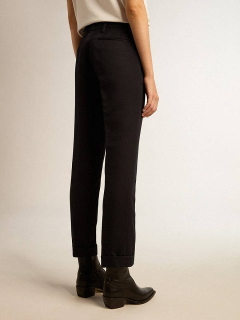 Jeans & Pants Women's Dark Blue Wool Cigarette Pants Women Dark Blue Golden Goose - Image 4