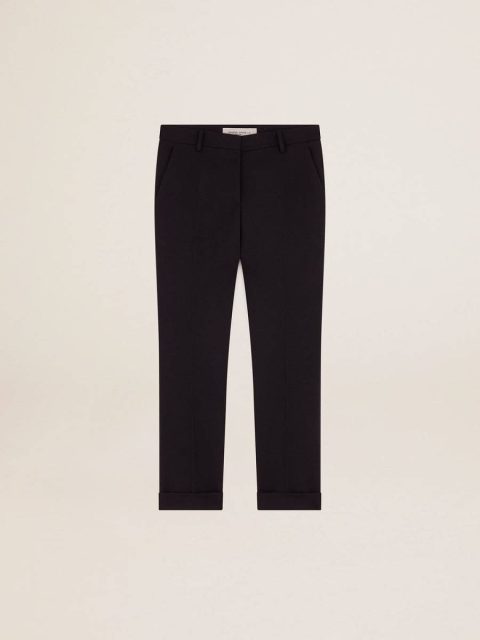 Jeans & Pants Women's Dark Blue Wool Cigarette Pants Women Dark Blue Golden Goose