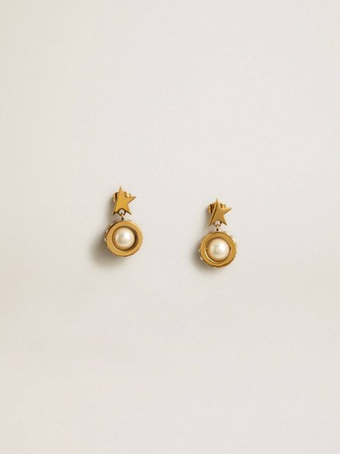Jewelry Earrings With Gold Star And Pearl Women Golden Goose Antique Gold