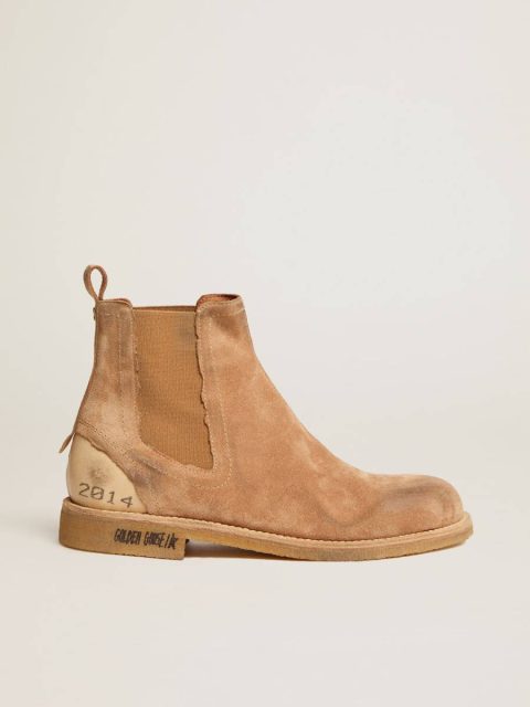 John Chelsea Boots In Caramel-Colored Suede Boots Men Golden Goose