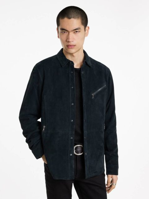 John Varvatos Black Leather Jackets Men Kadd Shirt Jacket - Image 2