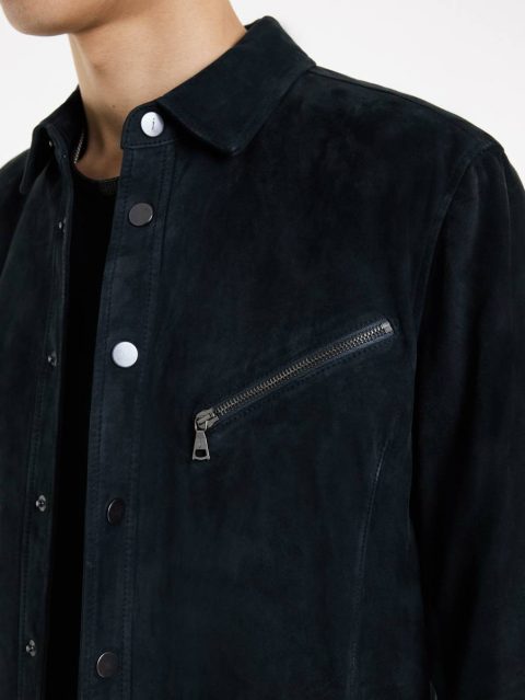John Varvatos Black Leather Jackets Men Kadd Shirt Jacket - Image 3