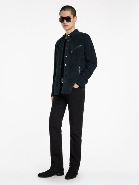 John Varvatos Black Leather Jackets Men Kadd Shirt Jacket - Image 4