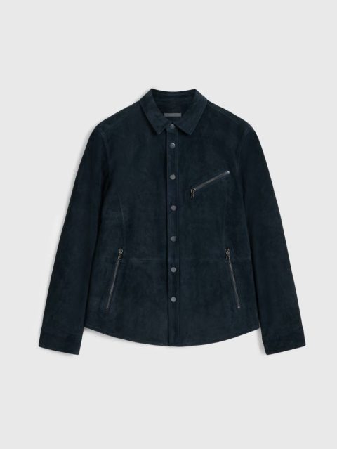 John Varvatos Black Leather Jackets Men Kadd Shirt Jacket