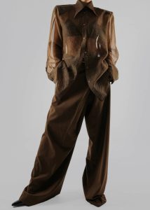Jolene Semi Sheer Shirt - Brown Women Brown Tops The Frankie Shop - Image 3