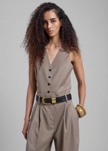 Jorae Vest - Taupe Beige Outerwear The Frankie Shop Women