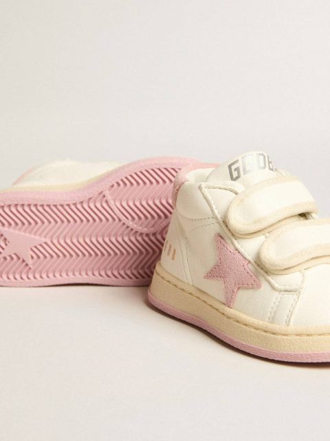 June Junior In Nappa Leather With Old Rose Suede Star And Heel Tab Golden Goose Little Girls (1-3 Years) Kids - Image 3