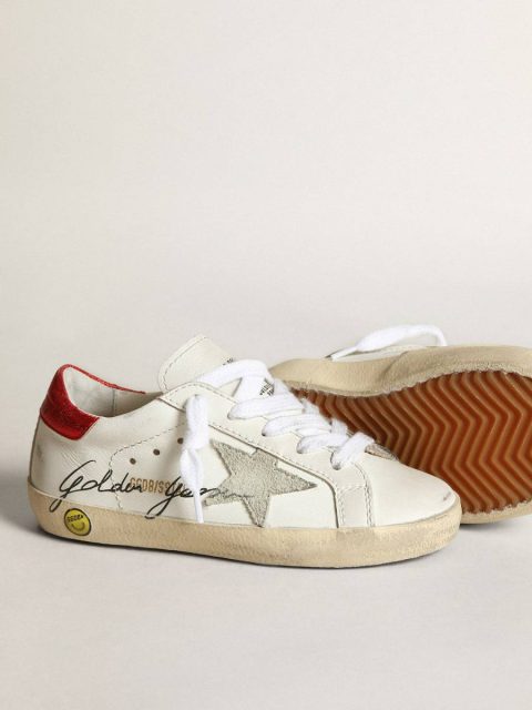 Junior Super-Star With Gray Star And Red Heel Tab White Little Boys (1-3 Years) Kids Golden Goose - Image 3